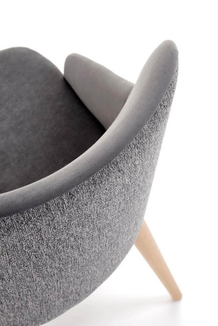 MALAGA HALMAR Swivel Upholstered Wooden Dining Chair in Grey Fabric with Beech Legs