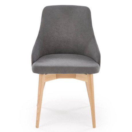 MALAGA HALMAR Swivel Upholstered Wooden Dining Chair in Grey Fabric with Beech Legs