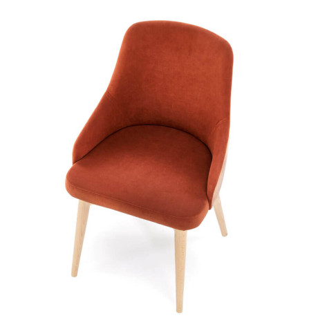 MALAGA HALMAR Swivel Upholstered Wooden Dining Chair in Cinnamon Fabric with Beech Legs