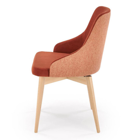 MALAGA HALMAR Swivel Upholstered Wooden Dining Chair in Cinnamon Fabric with Beech Legs