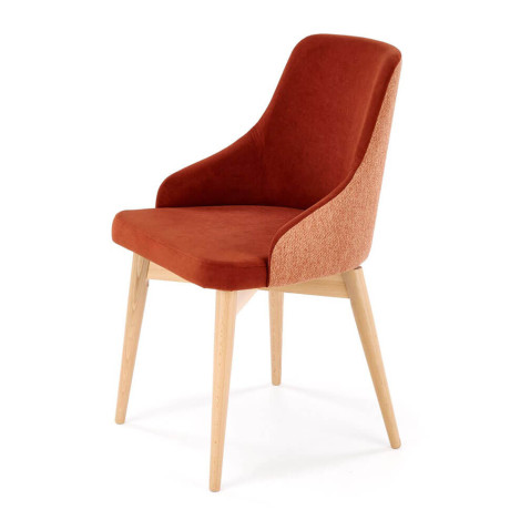 MALAGA HALMAR Swivel Upholstered Wooden Dining Chair in Cinnamon Fabric with Beech Legs