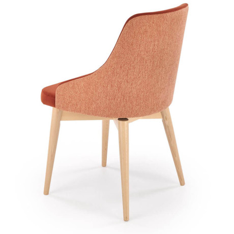 MALAGA HALMAR Swivel Upholstered Wooden Dining Chair in Cinnamon Fabric with Beech Legs