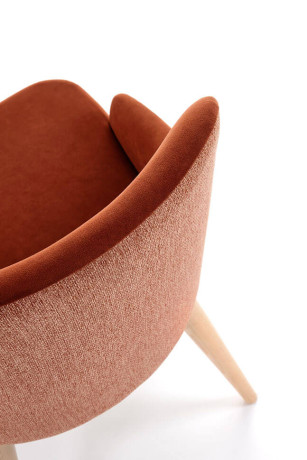 MALAGA HALMAR Swivel Upholstered Wooden Dining Chair in Cinnamon Fabric with Beech Legs