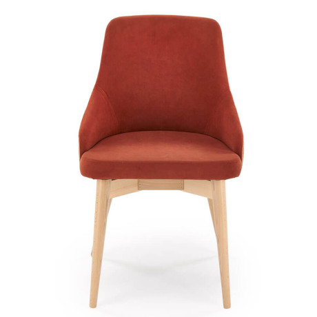 MALAGA HALMAR Swivel Upholstered Wooden Dining Chair in Cinnamon Fabric with Beech Legs