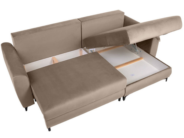 NELIA LUX 2DL BRW Corner Sofa Bed Beige