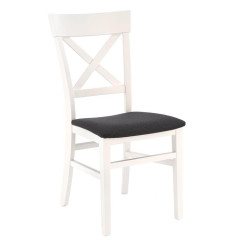 TUTTI 2 HALMAR Upholstered Wooden Dining Chair in Black Fabric with White Frame and Cross Backrest