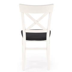 TUTTI 2 HALMAR Upholstered Wooden Dining Chair in Black Fabric with White Frame and Cross Backrest