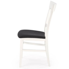 TUTTI 2 HALMAR Upholstered Wooden Dining Chair in Black Fabric with White Frame and Cross Backrest