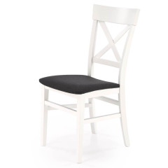 TUTTI 2 HALMAR Upholstered Wooden Dining Chair in Black Fabric with White Frame and Cross Backrest