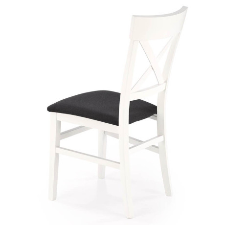 TUTTI 2 HALMAR Upholstered Wooden Dining Chair in Black Fabric with White Frame and Cross Backrest