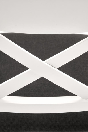 TUTTI 2 HALMAR Upholstered Wooden Dining Chair in Black Fabric with White Frame and Cross Backrest