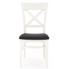 TUTTI 2 HALMAR Upholstered Wooden Dining Chair in Black Fabric with White Frame and Cross Backrest