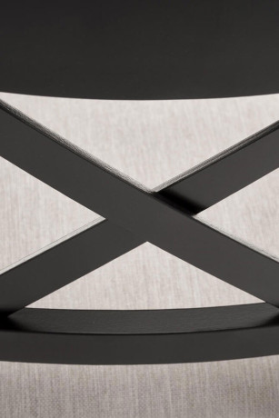 TUTTI 2 HALMAR Upholstered Wooden Dining Chair in White Fabric with Black Frame and Cross Backrest