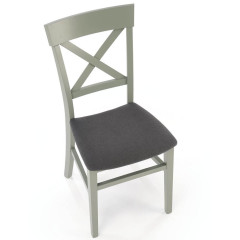 TUTTI 2 HALMAR Upholstered Wooden Dining Chair in Black Fabric with Grey-Green Frame and Cross Backrest