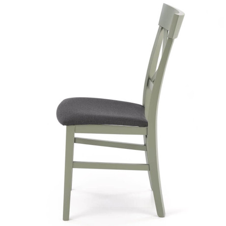 TUTTI 2 HALMAR Upholstered Wooden Dining Chair in Black Fabric with Grey-Green Frame and Cross Backrest