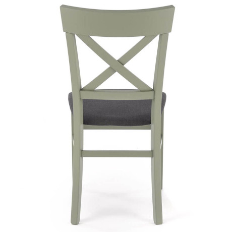 TUTTI 2 HALMAR Upholstered Wooden Dining Chair in Black Fabric with Grey-Green Frame and Cross Backrest
