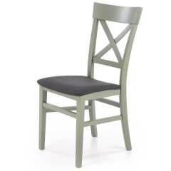 TUTTI 2 HALMAR Upholstered Wooden Dining Chair in Black Fabric with Grey-Green Frame and Cross Backrest