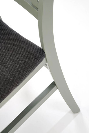 TUTTI 2 HALMAR Upholstered Wooden Dining Chair in Black Fabric with Grey-Green Frame and Cross Backrest