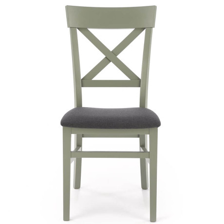TUTTI 2 HALMAR Upholstered Wooden Dining Chair in Black Fabric with Grey-Green Frame and Cross Backrest