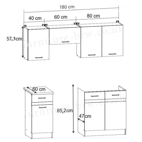 JUNONA LINE 180 ZBL Kitchen Set Light Delano Oak