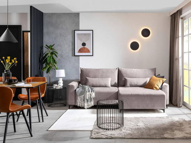 KAMARI LUX 2DL BRW Corner Sofa Bed Beige