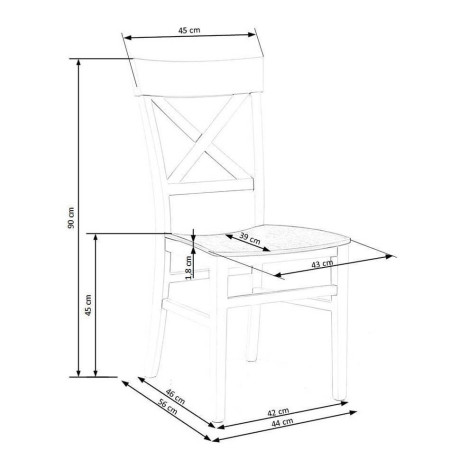 TUTTI 2 HALMAR Upholstered Wooden Dining Chair in Black Fabric with Blue Frame and Cross Backrest