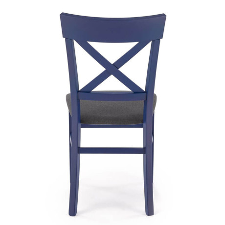 TUTTI 2 HALMAR Upholstered Wooden Dining Chair in Black Fabric with Blue Frame and Cross Backrest