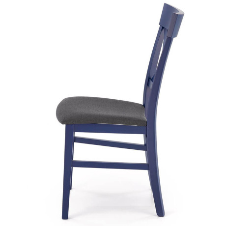 TUTTI 2 HALMAR Upholstered Wooden Dining Chair in Black Fabric with Blue Frame and Cross Backrest