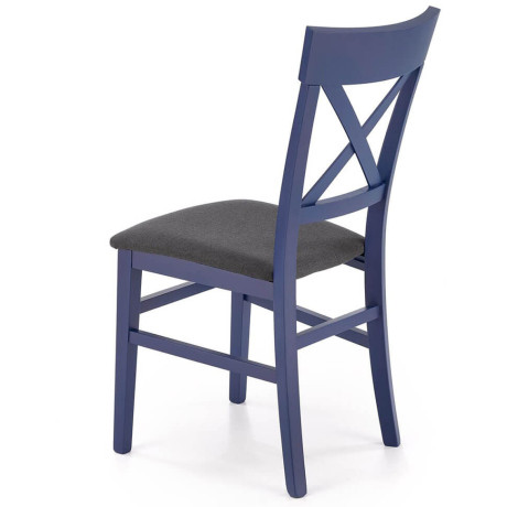 TUTTI 2 HALMAR Upholstered Wooden Dining Chair in Black Fabric with Blue Frame and Cross Backrest