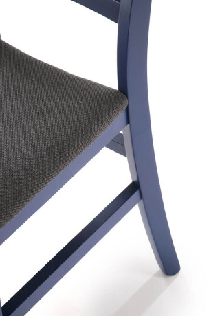 TUTTI 2 HALMAR Upholstered Wooden Dining Chair in Black Fabric with Blue Frame and Cross Backrest