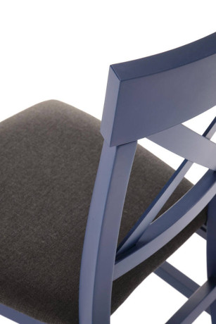 TUTTI 2 HALMAR Upholstered Wooden Dining Chair in Black Fabric with Blue Frame and Cross Backrest