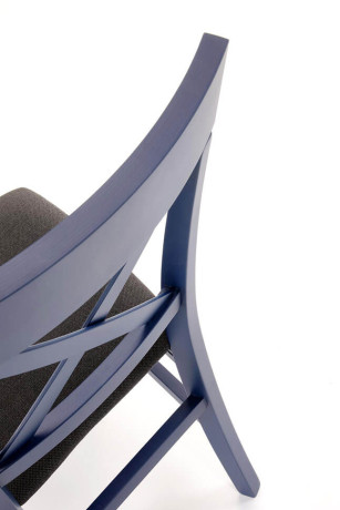 TUTTI 2 HALMAR Upholstered Wooden Dining Chair in Black Fabric with Blue Frame and Cross Backrest