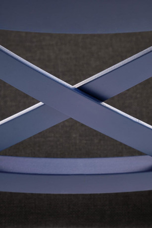 TUTTI 2 HALMAR Upholstered Wooden Dining Chair in Black Fabric with Blue Frame and Cross Backrest