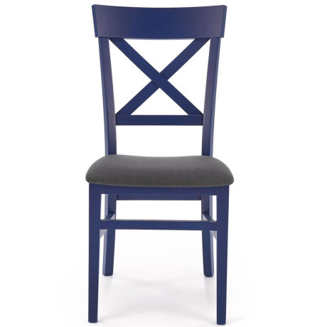 TUTTI 2 HALMAR Upholstered Wooden Dining Chair in Black Fabric with Blue Frame and Cross Backrest