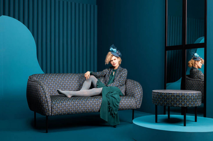 LAFU H BRW Pouf Print Art Deco