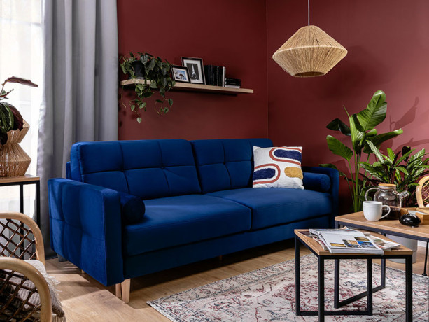 NORET LUX 3DL BRW 3 Seater Sofa Blue
