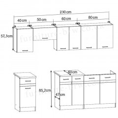 JUNONA LINE 230 ZBL Kitchen Set Light Delano Oak