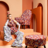 EMILLY H BRW Pouf Print Orient