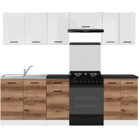 JUNONA LINE 240 Kitchen Set White Gloss / Dark Delano Oak