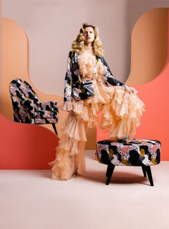 EMILLY H BRW Pouf Print Abstraction