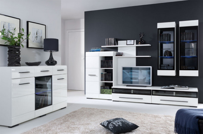 FEVER 2 BRW Living Room Furniture Set White Gloss