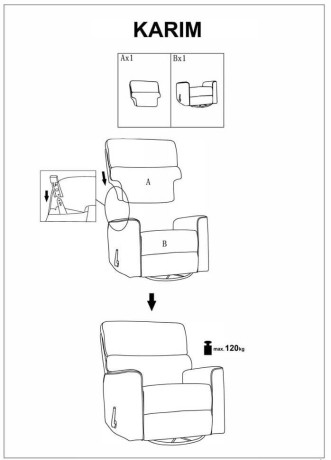 KARIM HALMAR Recliner Armchair Grey