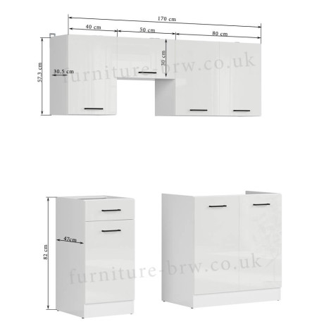 JUNONA LINE 170 BBL Kitchen Set White Gloss