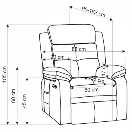 LORIS HALMAR Electric Recliner Armchair Beige with USB Port
