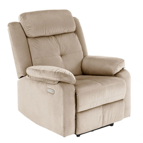 LORIS HALMAR Electric Recliner Armchair Beige with USB Port