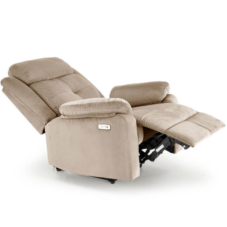 LORIS HALMAR Electric Recliner Armchair Beige with USB Port