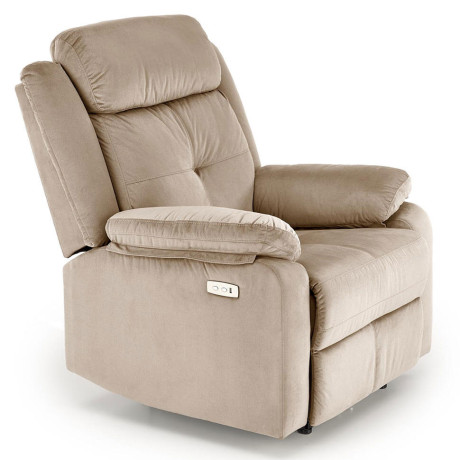LORIS HALMAR Electric Recliner Armchair Beige with USB Port