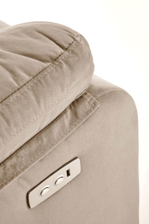 LORIS HALMAR Electric Recliner Armchair Beige with USB Port