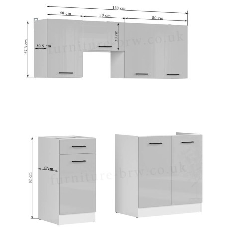 JUNONA LINE 170 BBL Kitchen Set Grey Gloss