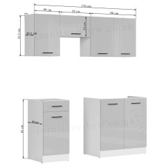 JUNONA LINE 170 BBL Kitchen Set Grey Gloss